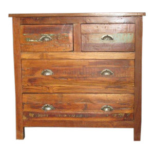 Mogul Interior - Indian Shutter Sideboard Rustic Reclaimed Wood Chest Dresser with Drawers - Coffee And Accent Tables