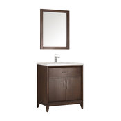 Cambridge 30" Antique Coffee Traditional Bathroom Vanity With Mirror, FFT1053CH