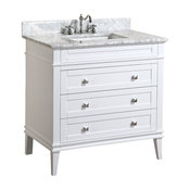 Eleanor Bathroom Vanity, White, 36", Carrara Marble Top