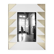 Nate Berkus Chevron Photo Frame, White/Gold
