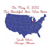 Map Birth Announcement, Navy Blue by Just Bunch Designs