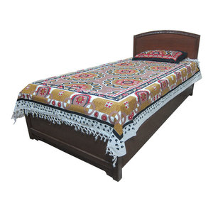 Mogul Interior - Indi Tapestry Throw Picnic Blanket Mandala Cotton Bedspread Beach Table - Authentic hand block printed, hand loomed cotton bedspreads.Variation and color runs are an inherent part of the hand crafting process.