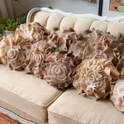 Tan Ombre Ruffle Rose Pillow Small by That Funky Boutique