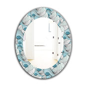 Great Wave Inspiration Traditional Frameless Round Wall Mirror