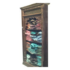 Mogul Interior - Classic Bookcase Reclaimed Indian Hand Carved Book Shelf - Antique Bookshelf, wooden green Rustic Bookcase Indian FurnitureYour Home Decor Idea....Vastu Veda Decor......Vintage Retro Bookshelf Furniture.......Antique bookcase that was salvaged from the Havelis of Rajasthan with a warm rustic wooden that defines character and age