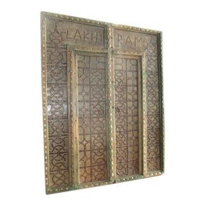 Mogul Interior - Antique Doors lakhi ram Gates Main Entrance Solid Wood Double Door Panels - The door comes from India and are a 18/19 century vintage pieces.