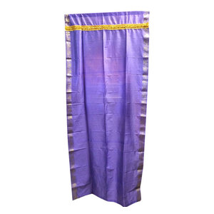 Mogulinterior - Saree Curtain Panels, Purple - Brocade SARI Silk