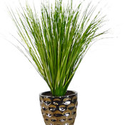 18" Tinsel Grass in Hammered Ceramic Pot 3449