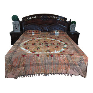 Mogul Interior - Indian Bedding Jaipuri Printed Bedspread 100% Handloom Cotton - Authentic hand block printed, hand loomed cotton bedspreads.Variation and color runs are an inherent part of the hand crafting process.