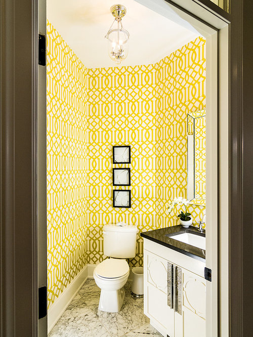 Yellow Powder Room Design Ideas, Renovations & Photos