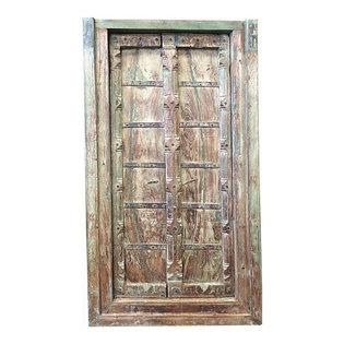 Mogul Interior - Consigned Haveli Terrace Doors Old World Architecture Indian Door With Frame - Very beautifully detailed and a masterpiece, absolutely magnificent.