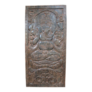 Mogul interior - Consigned Antique Wood Wall Hanging Hand Carved Ganesha Door Panels India - This wooden wall panel is an indian piece of art for any wall decor and suitable for contemporary or traditional interiors.