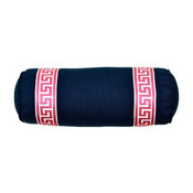 Navy Greek Key Bolster Pillow