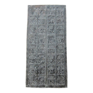 Antique Hand Carved Panel Tribal Art Teak Wood Door - http://www.mogulinterior.com