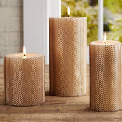 Gold Herringbone Pillar Candle