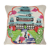 Colorful Pagoda Pillow, Blue