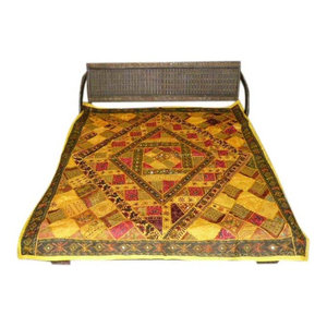 Mogul Interior - India Banjara Sari Queen Bedspread Vintage Saree Bedding Tapestry Throw - Truly Stunning and Heavily Hand embroidered Bedspread Huge Tapestry to spice up your interiors.Absolutely Gorgeous New Collection of Full sized Vintage Sari bedspread.