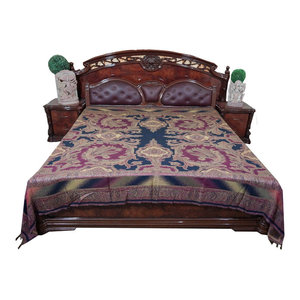 Mogul Interior - Mogul Tapestry Bedspread Purple Paisley Reversible Pashmina Blanket Throw King - Wool Blends with Rayon