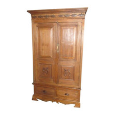 Mogul Interior - Consigned British Colonial Cabinet Reclaimed Teak Bedroom Armoire Wardrobe - Armoires And Wardrobes