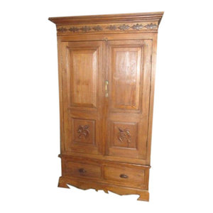 Mogul Interior - Consigned British Colonial Cabinet Reclaimed Teak Bedroom Armoire Wardrobe - Armoires And Wardrobes