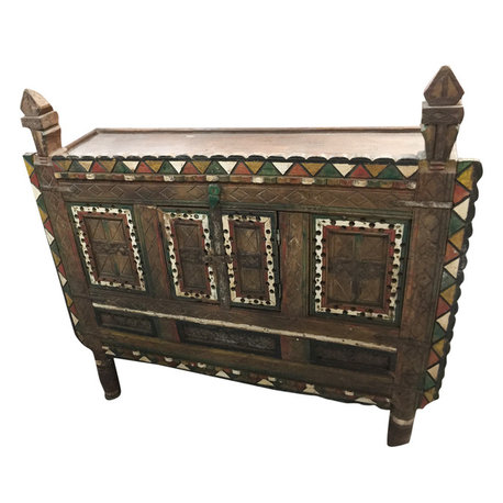 Mogul Interior - Consigned Antique Rustic Damchia Sideboard Cabinet Chest Dresser Console - Accent Chests And Cabinets