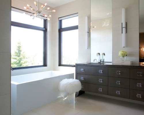 Calgary Bathroom Design Ideas, Renovations amp; Photos with White Tiles
