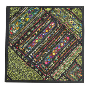 Mogul Interior - Indian Patchwork Banjara Sequin Work Green Pillow Sham, 18"x18" - Square Patchwork Sari tapestries are handmade from Kutch embroidered saris and Zardozi patches and are beautifully exotic creations.