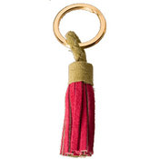 Tassel Key Chain, Green/Pink Suede