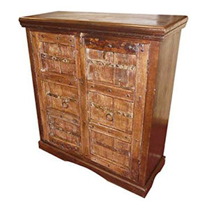 Mogul Interior - Antique Doors rustic teak Wood Sideboard Furniture Console Cabinet - The chest comes from India and the doors are made from 19 century vintage reclaimed doors , beautifully aged and salvaged from old Haveli doors, the sides and top are handcrafted from old reclaimed woods.