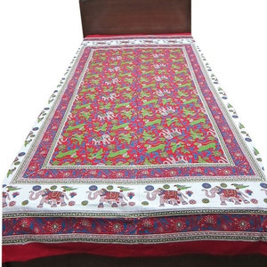 Mogul Interior - Boho Indi Printed Tapestry Bedding Bedsheet Cotton Indian Bedspread Twin - This bedspread set comes to you from India.Elegant printed base cotton bedspread.