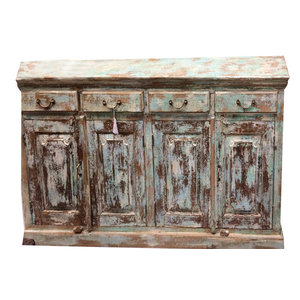 Mogul Interior - Consigned Antique Distressed Jaipur Sideboards Drawer Chest Dresser Storage - The eclectic sideboard comes from India and is a 20th century vintage piece  in great condition