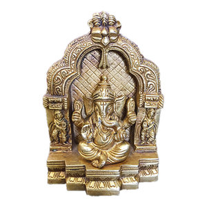 Mogul Interior - Ganesh Statue Ganesha Temple Hindu Elephant God of Success - Hindu God Ganesha Brass statue meditation idol sculpture from India.