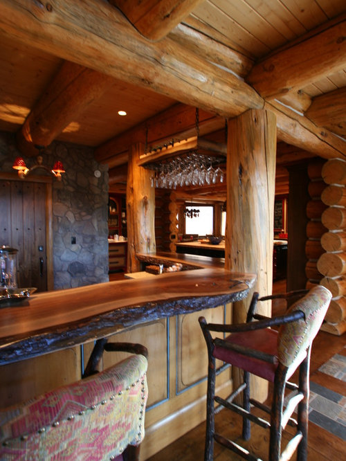 Rustic LShaped Home Bar Design Ideas, Remodels & Photos