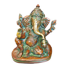 Mogul Interior - Ganesha Spiritual Statue Ganesh Brass Sculpture - Sri Ganesha Statue Seated Hindu God Brass Sculpture From India.