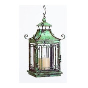 Distressed Blue Pagoda Lantern by The Well Appointed House