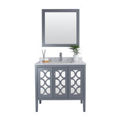 Mediterraneo Single Vanity, Gray, White Carrara Marble, 36"