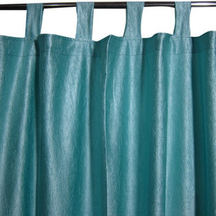 Mogul Interior - Window Dressing Aero Blue Tab Top 2 Sari Curtain Drape Panel - Indian silk sari Curtain window drape Panels are not lined the perfect choice for your color matching bedroom decor, light, drapes with peasant look.