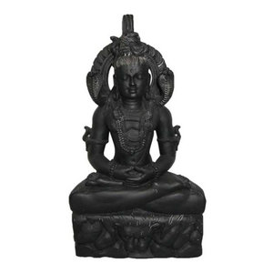 Meditating Lord Shiva Sculpture - http://www.mogulinterior.com/hindu-god-shiva-black-gorara-stone.html