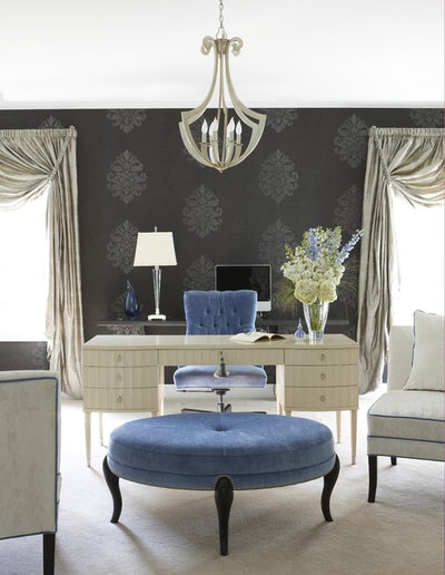 Transitional Home Office & Library by Cynthia Mason Interiors