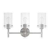 Cusco 3-Light Brushed Steel Vanity Light with Clear Glass Shades