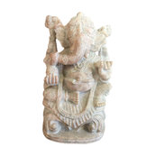 Mogulinterior - Meditation Sculpture Lord Ganesha Gorara Carved Stone Statue - Decorative Objects And Figurines