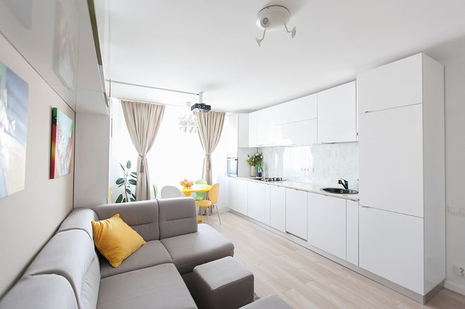 Houzz Tour: Stylish Living in Less Than 600 Square Feet. A 1-bedroom