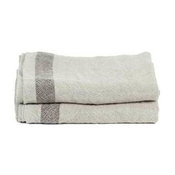 Linen Day Blanket, Natural/Chocolate Stripe
