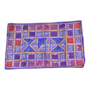 Mogul interior - Consigned Tapestry Sequin Beaded Purple Wall Hanging Sari Sofa Throw - Sari tapestries are handmade from embroidered saris and Zardozi patches and are beautifully exotic creations.