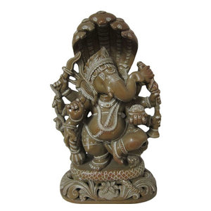 Hindu God Dancing Ganesha Statues - http://www.mogulinterior.com/dancing-ganesha-five-hooded-serpent-statue.html
