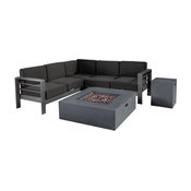 GDF Studio 5-Piece Coral Bay Outdoor V-Shape Sectional Set With Fire Tab
