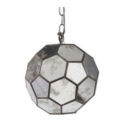 Worlds Away Knox Faceted Ball Pendant, Antique Mirror, 9"