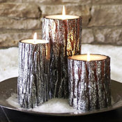 Metallic Bark Pillar Candles