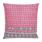 Zanzibari Kanga Cloth Pillow, Pink Dots