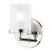 Ryan 1-Light Bath Light, Polished Nickel Finish, Clear Frosted Glass Shade